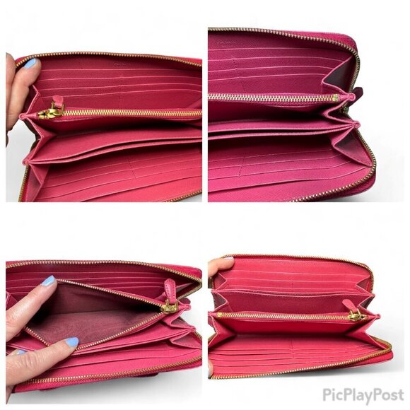 Prada Saffiano Leather Continental Zip Wallet with Bow - Peonia/Pink - Picture 10 of 14
